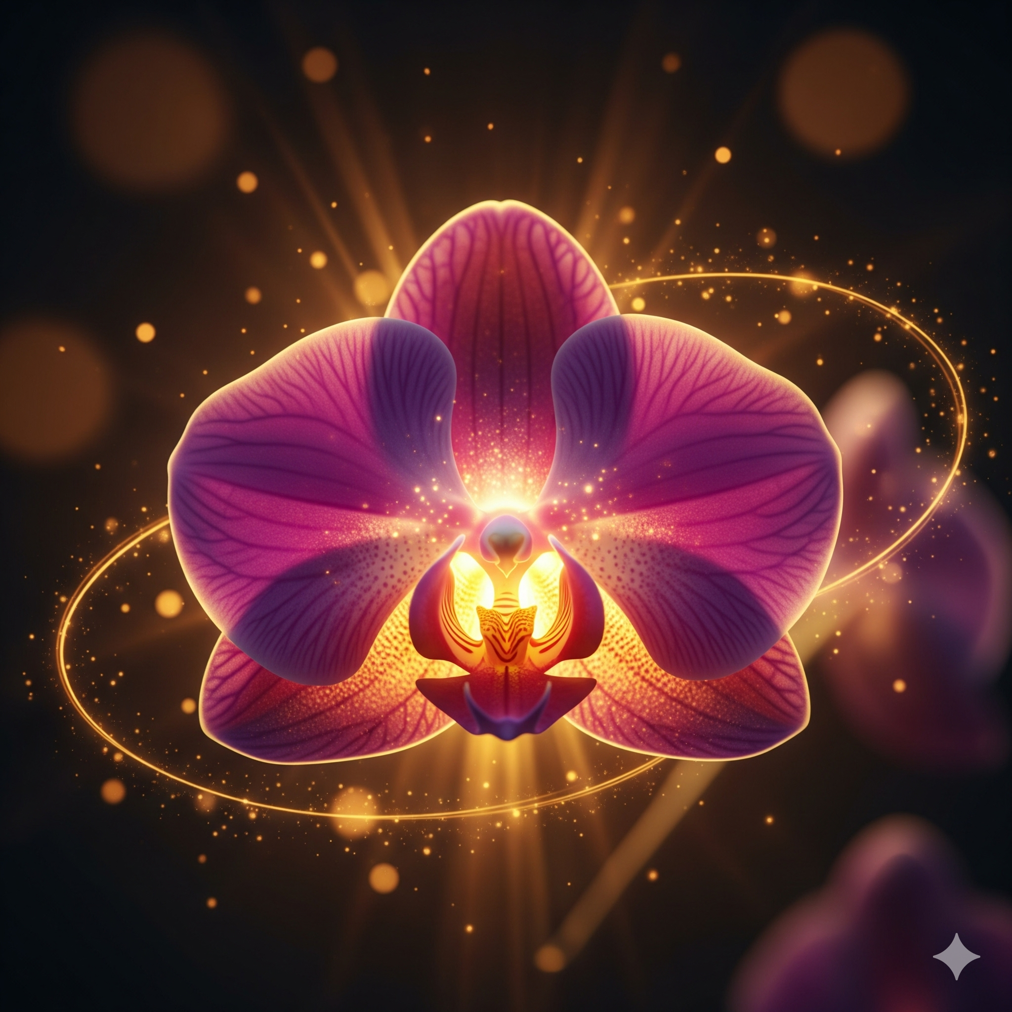 Logo for the Spirit Light scent collection, featuring white orchids, star anise, and amber.