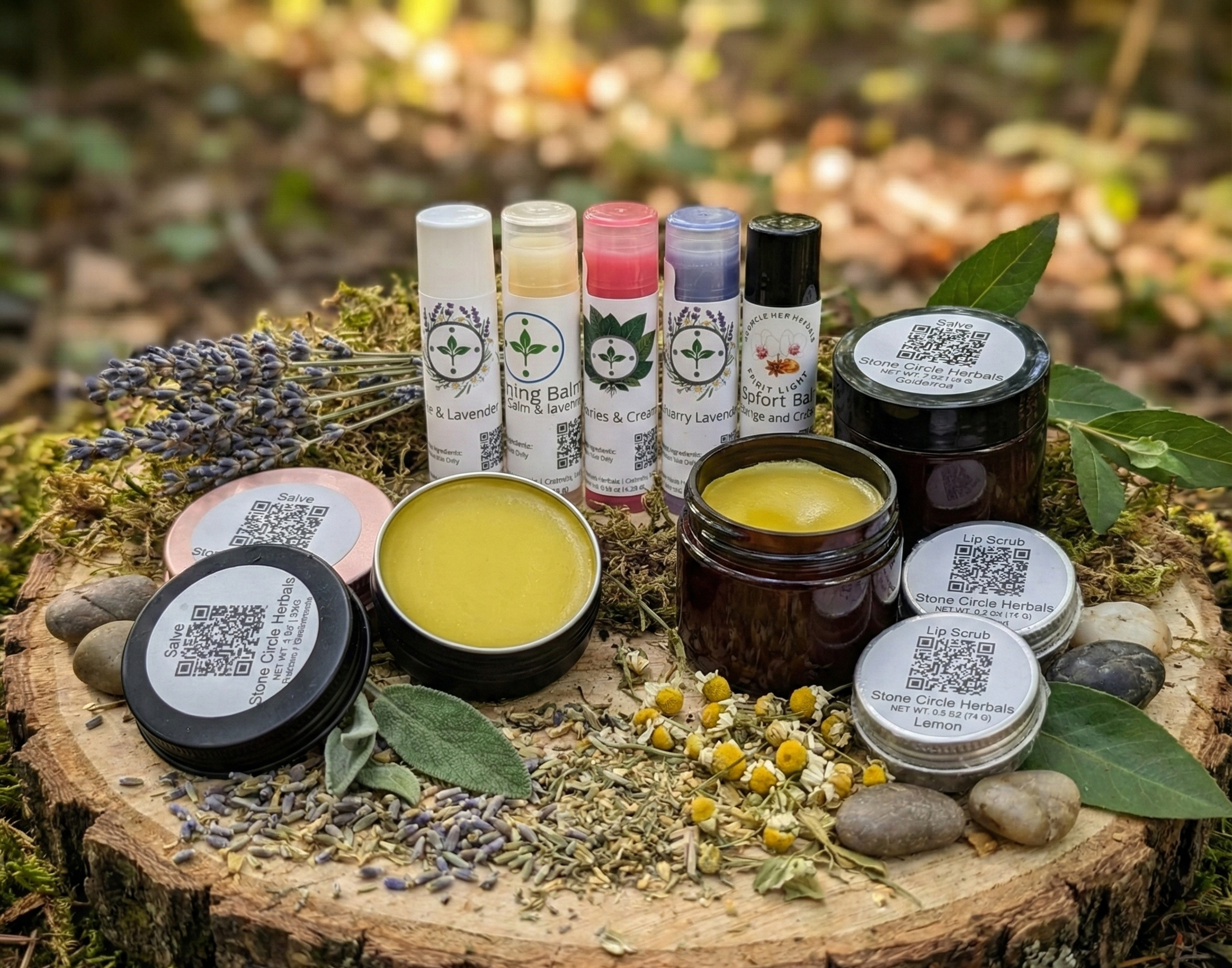 Tins of Salve and Lip Balm